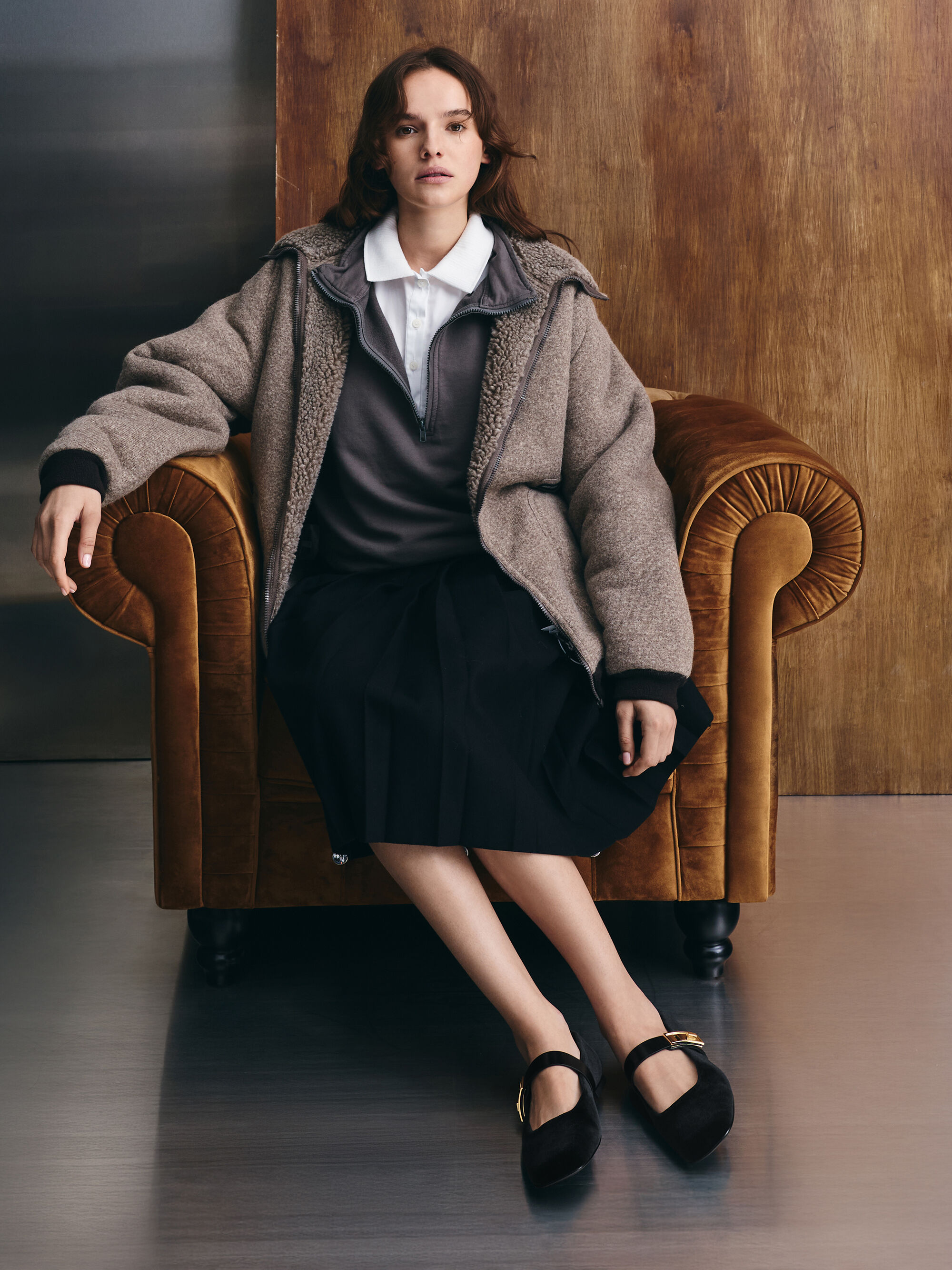 Lando ランド メタリックバックルメリージェーンフラット - ブラック