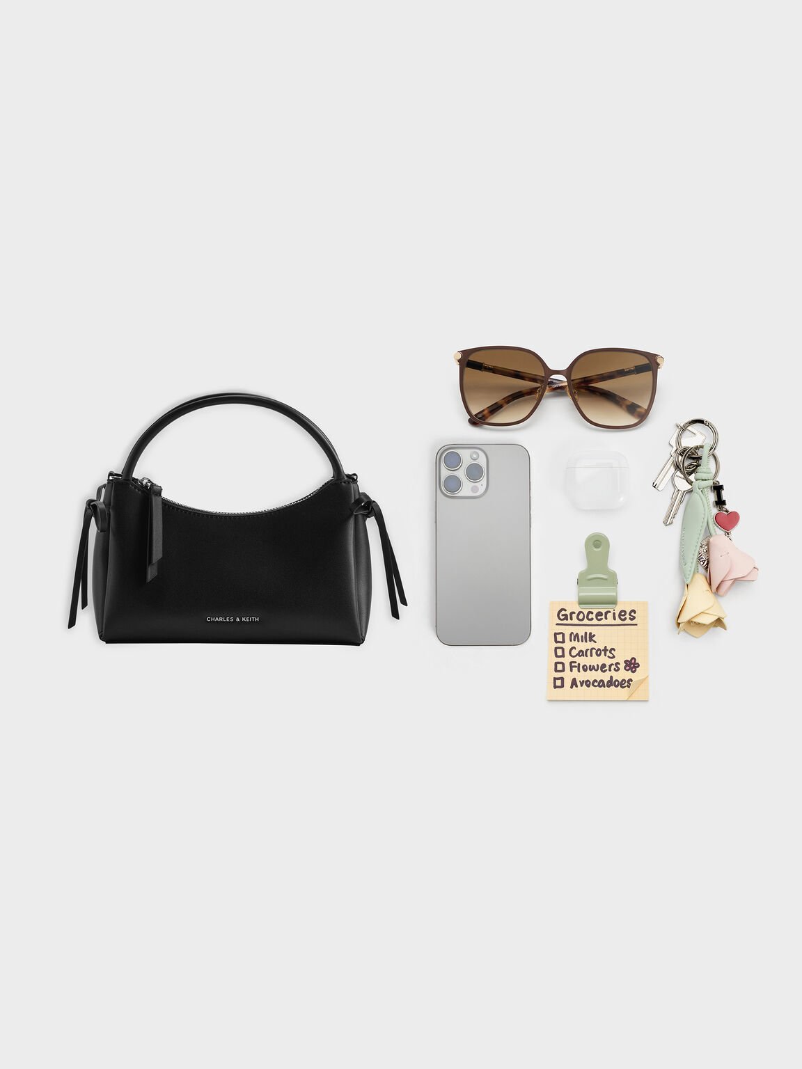 Hazel ヘーゼル ボウトップハンドルバッグ, ノワール, hi-res