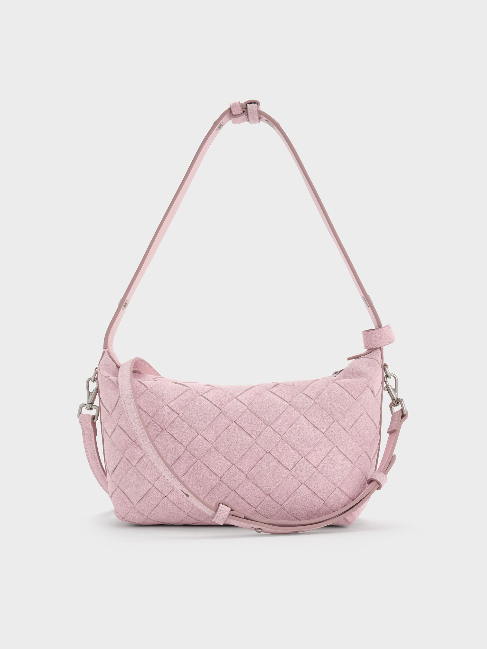 Ivette イヴェット スエードウーブンショルダーバッグ - コットン