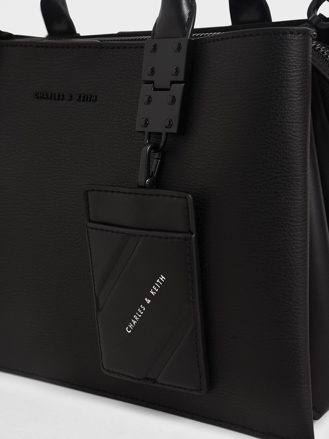 ダブルトップハンドル ストラクチャードバッグ, ウルトラマットブラック, hi-res