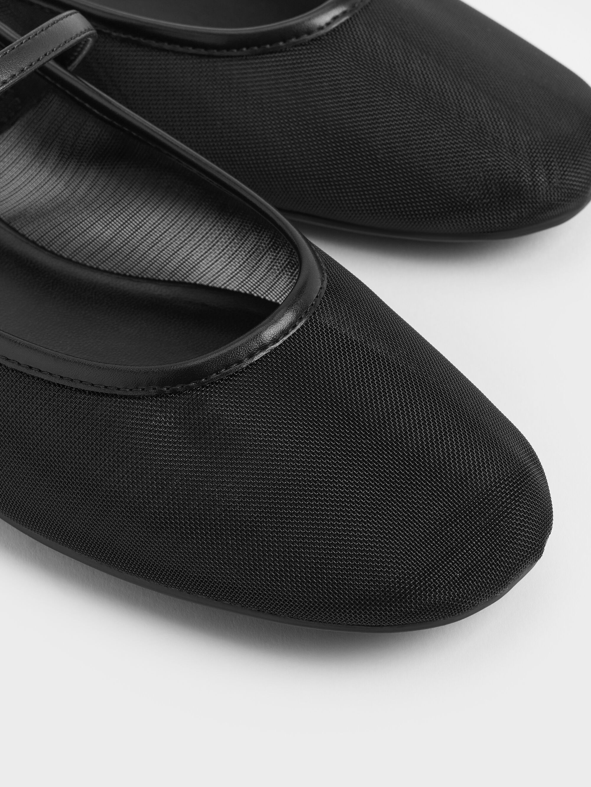 メッシュ メリージェーンフラット - ブラックテクスチャード | CHARLES