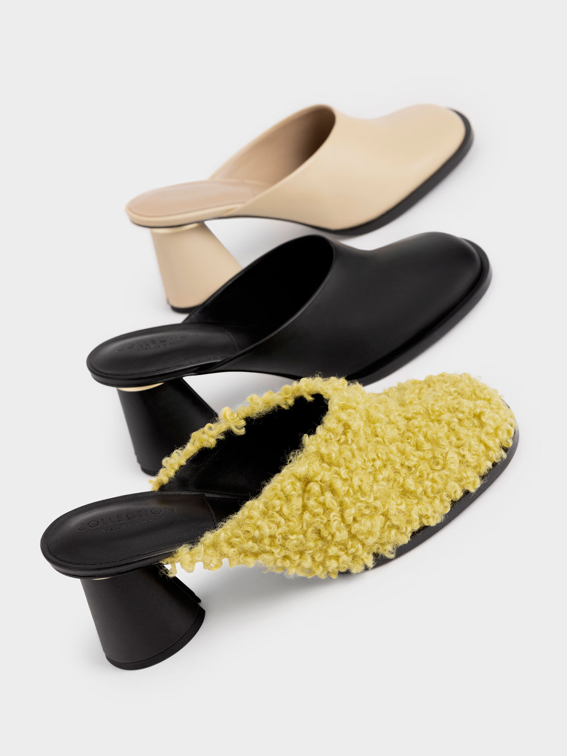 Medina メディナ レザーシリンダーヒールミュール, ブラック, hi-res