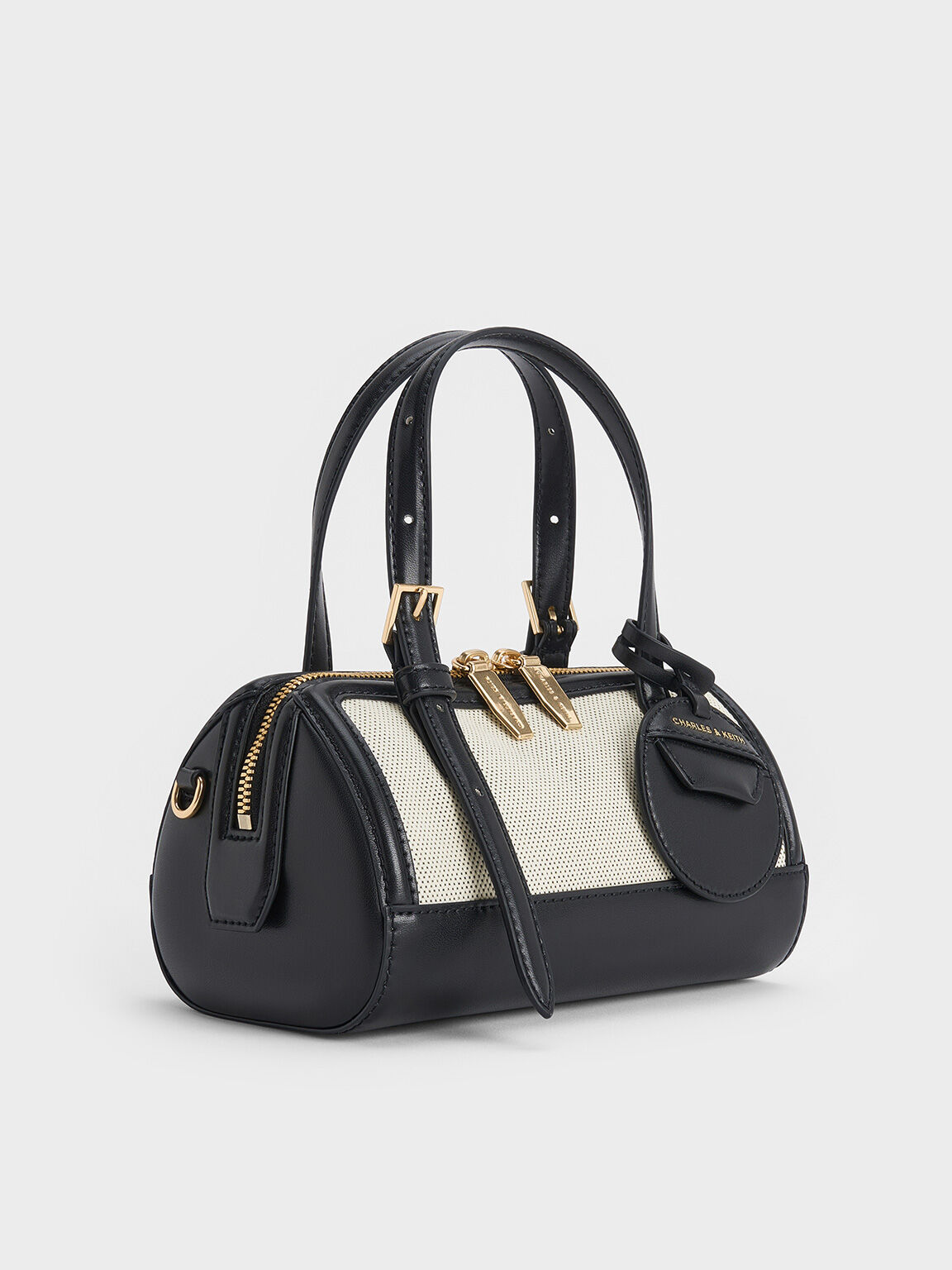 Enola エノラ キャンバスツートーンボウリングバッグ - ブラック