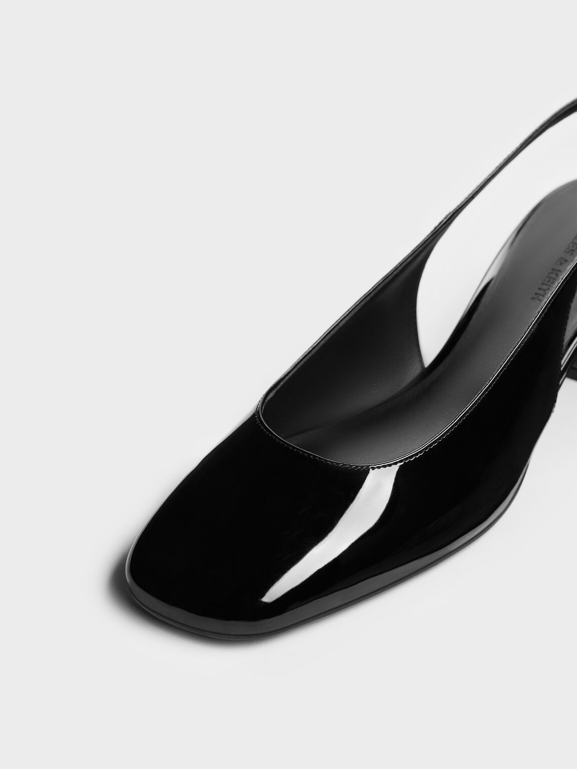 Danni ダニー パテントブロックヒール スリングバックパンプス, ブラックパテント, hi-res