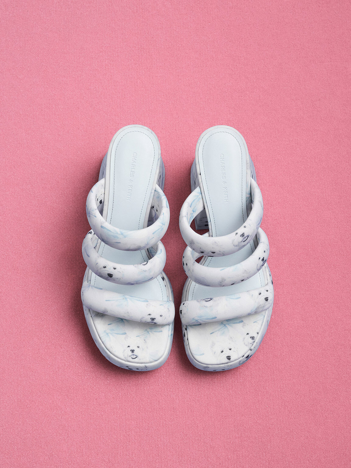 Tattie タッチ パッフィーストラッププラットフォームミュール, ライトブルー, hi-res