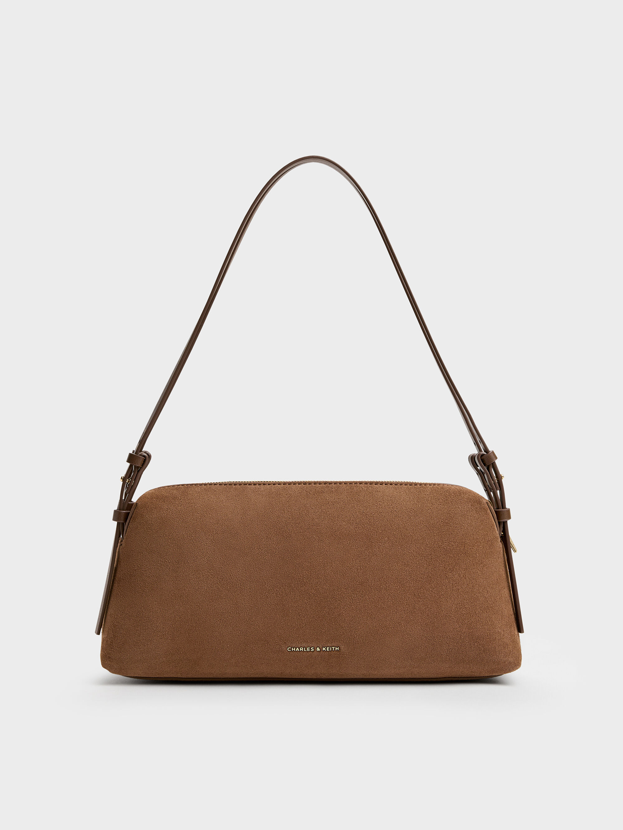 CHARLES & KEITH ブラウン バッグ Chocolate Lyla Tubular Slouchy Tote Bag - Chocolate - Bags