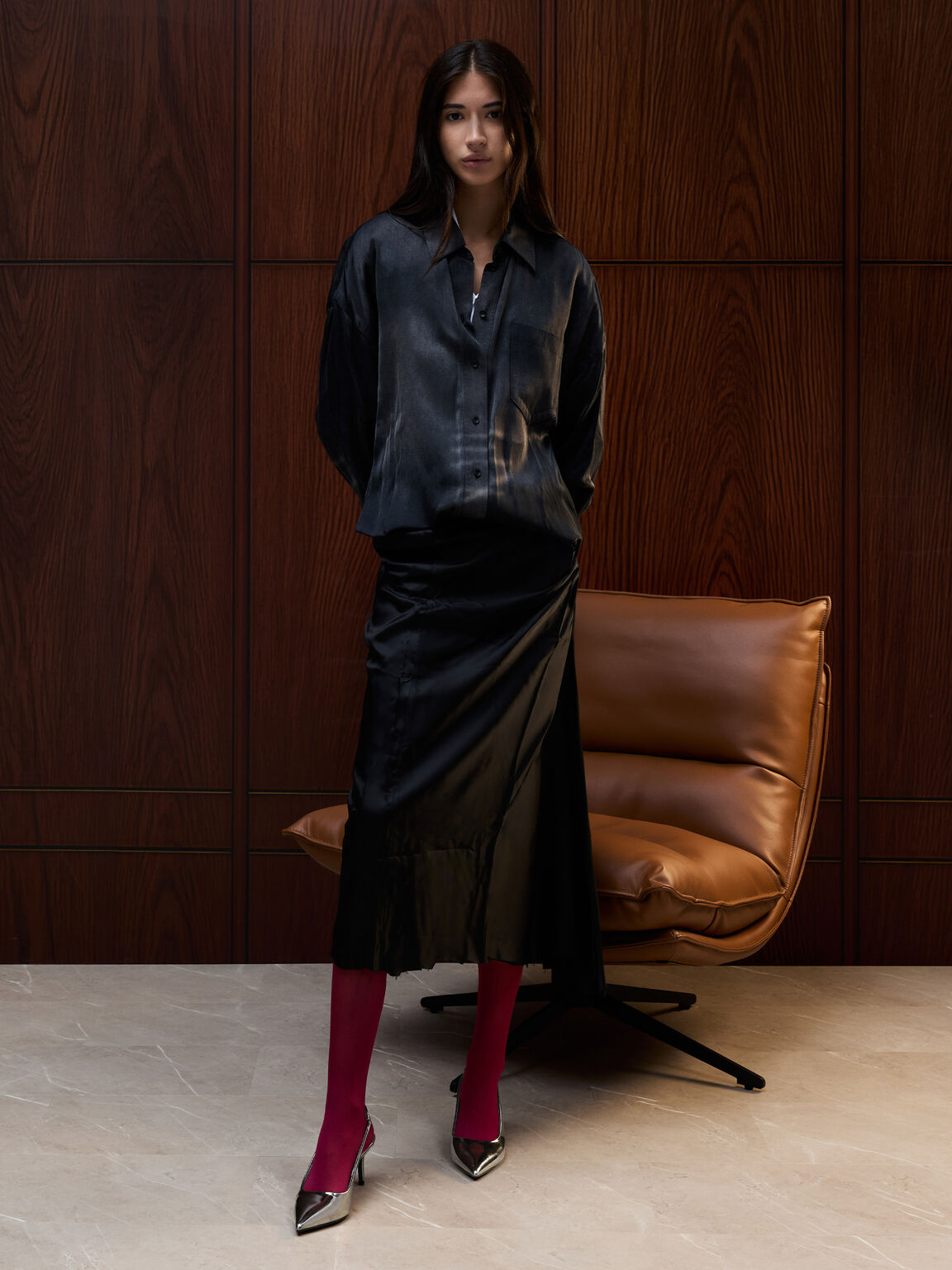 フェイクスエード ポインテッドトゥスリングバックパンプス, ピューター, hi-res