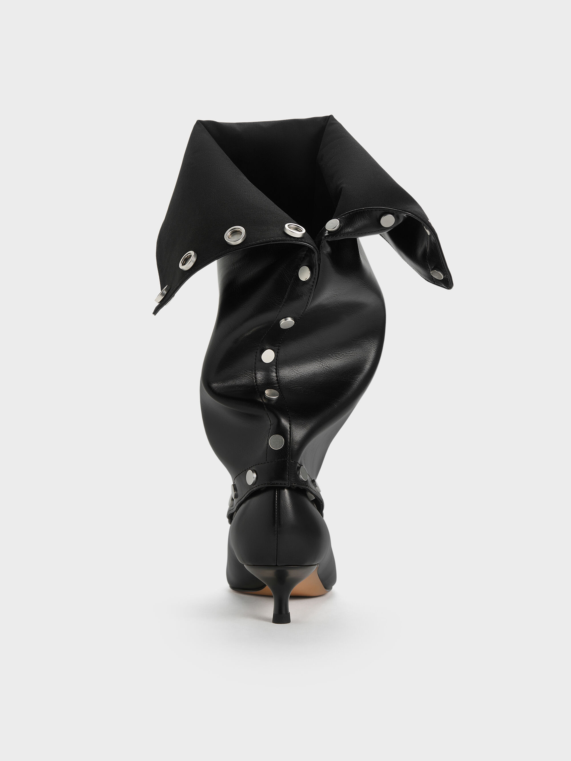 Gael ガエル スタッズツーピースロングブーツ - ブラック | CHARLES