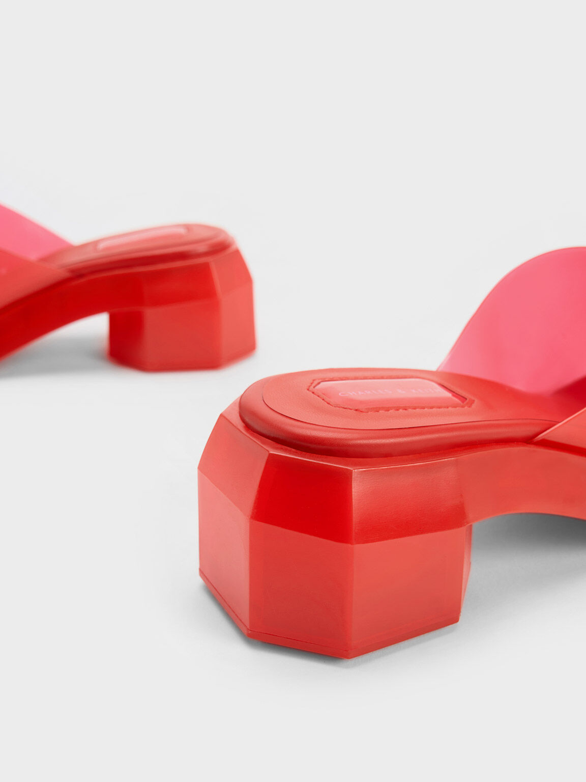 シースルー ジオメトリックミュール, レッド, hi-res