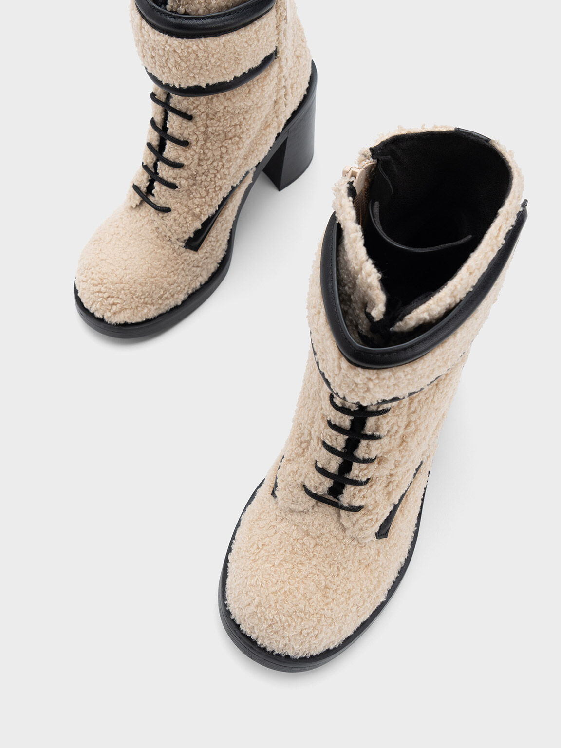 Rosalie ロザリー レザーアンクルブーツ, ベージュ, hi-res