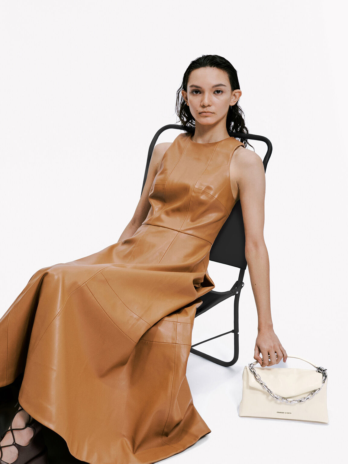 Andromeda アンドロメダ チャンキーチェーントップハンドルバッグ, クリーム, hi-res