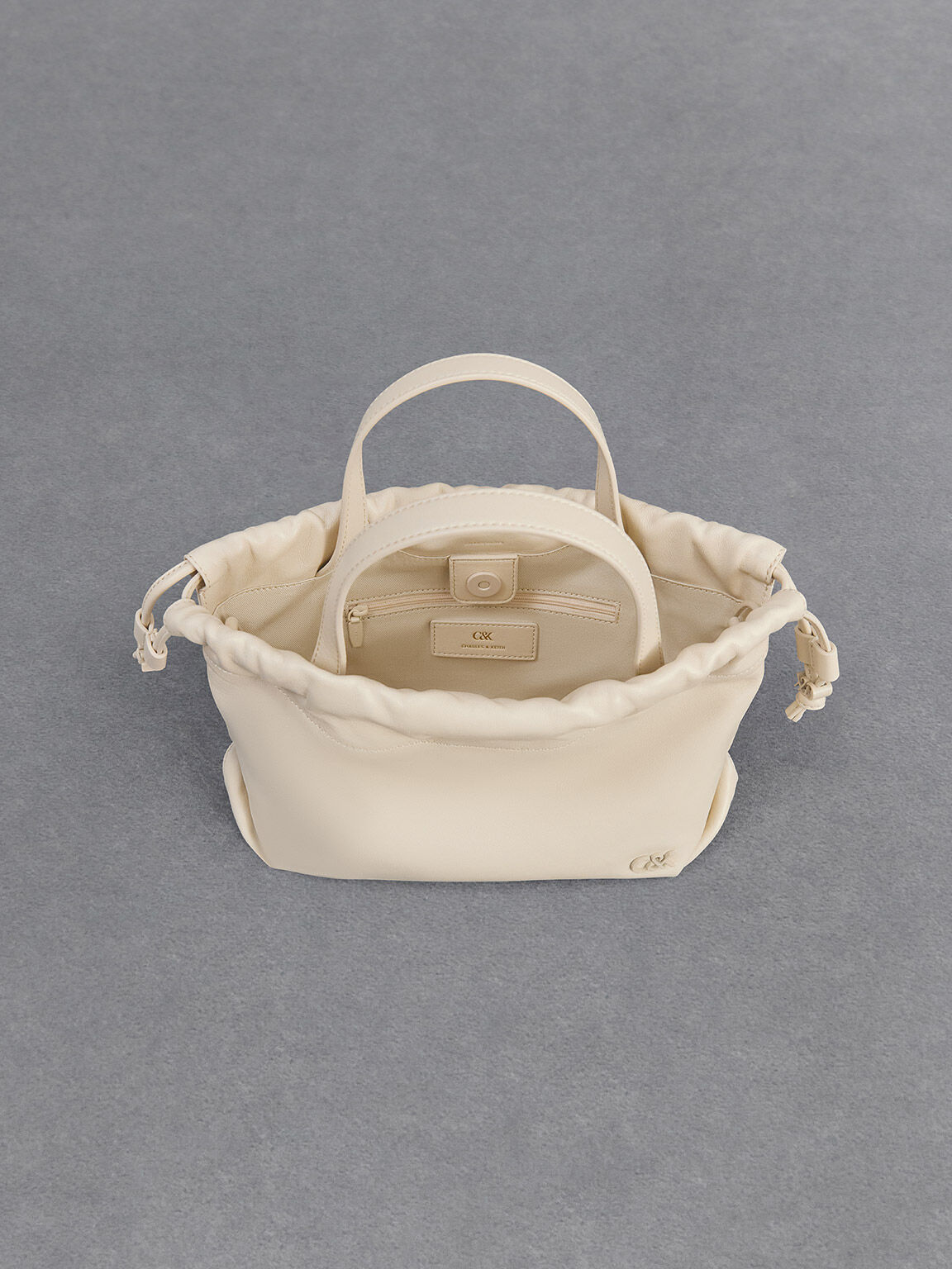 Glimpse グリンプス レザートップハンドルバッグ, チョーク, hi-res