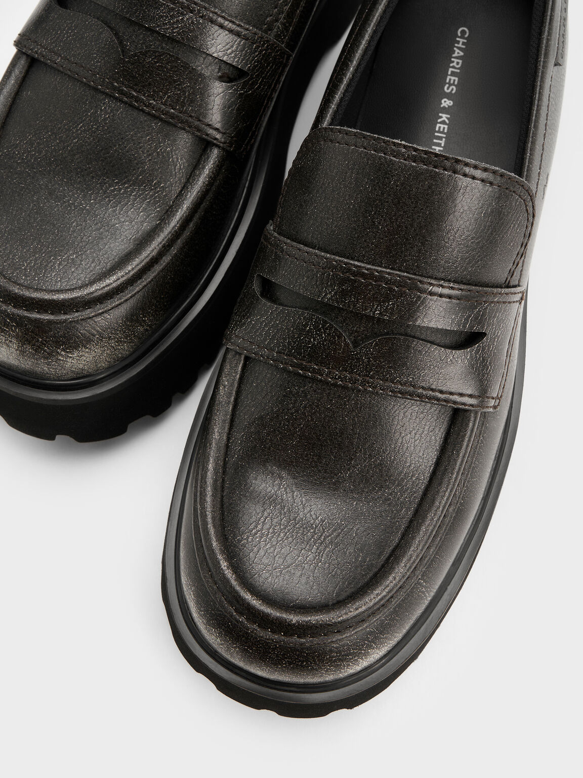 Eliot エリオット プラットフォームローファー, グレー, hi-res