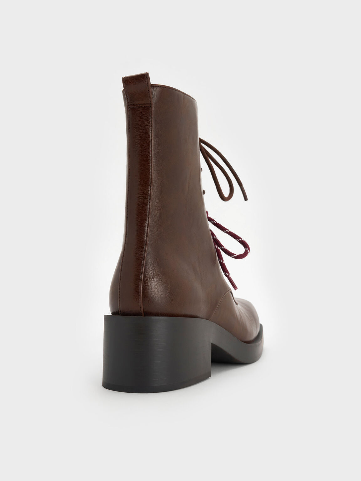 Logan ローガン ダブルレースミッドカーフコンバットブーツ, ダークブラウン, hi-res