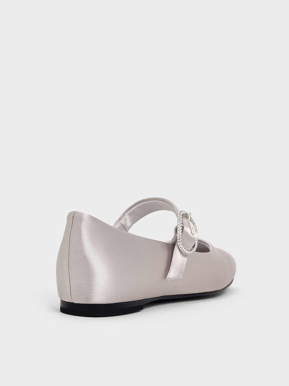 Jannie ジャニー サテンクリスタルバックルメリージェーン, ライトグレー, hi-res