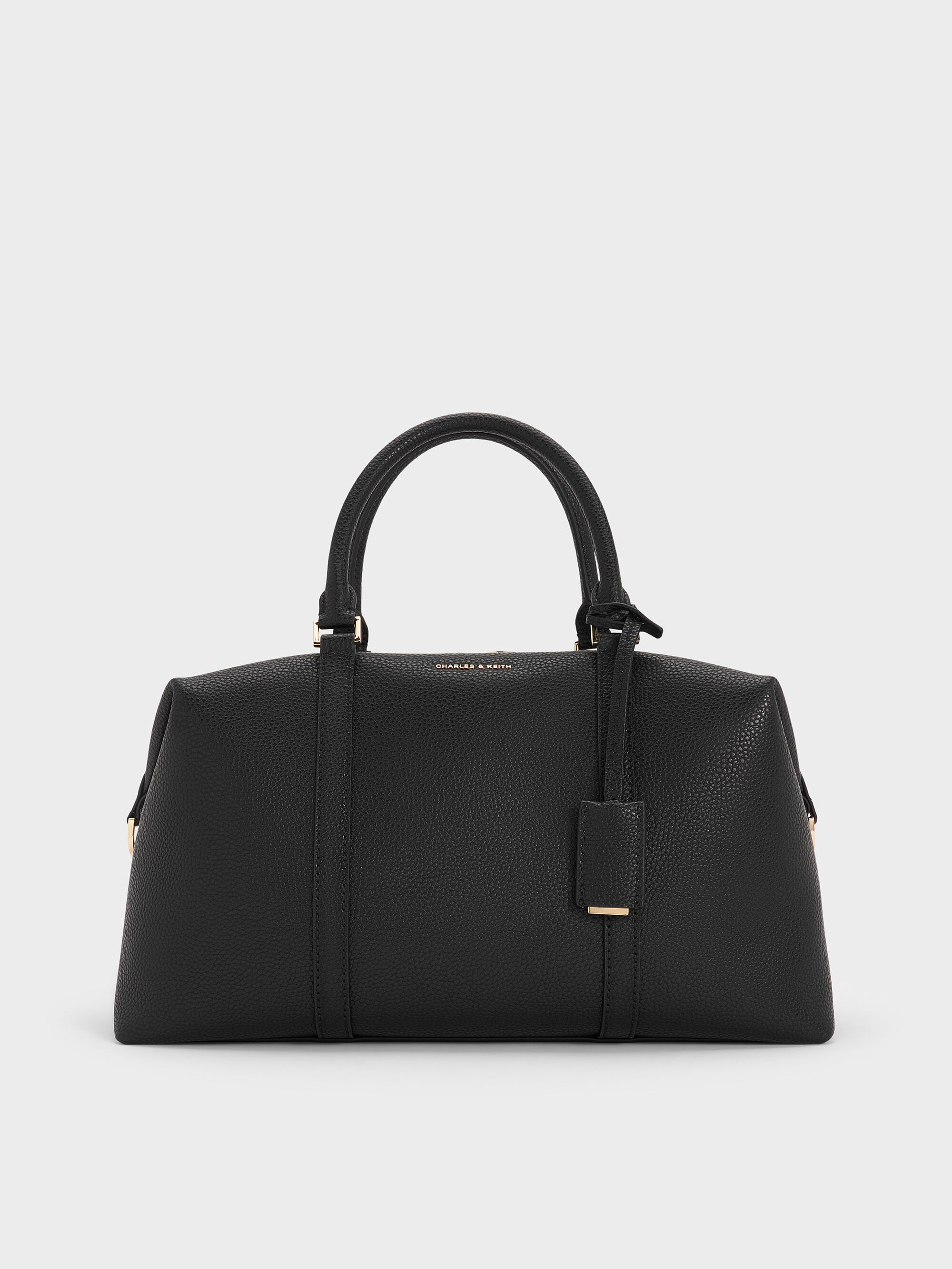 CHARLES & KEITH ブラック トートバッグ　極美品 Augustine オーガスチン パネルダブルハンドルトートバッグ - ブラック