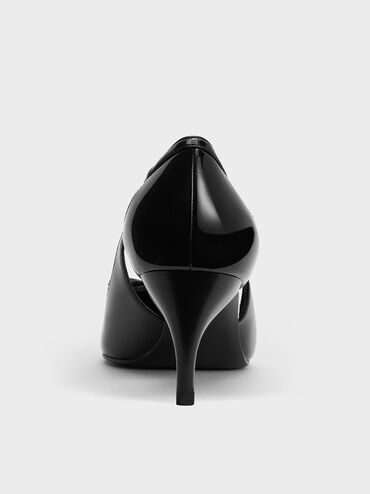カットアウト キトゥンヒールパンプス - ブラックパテント | CHARLES 
