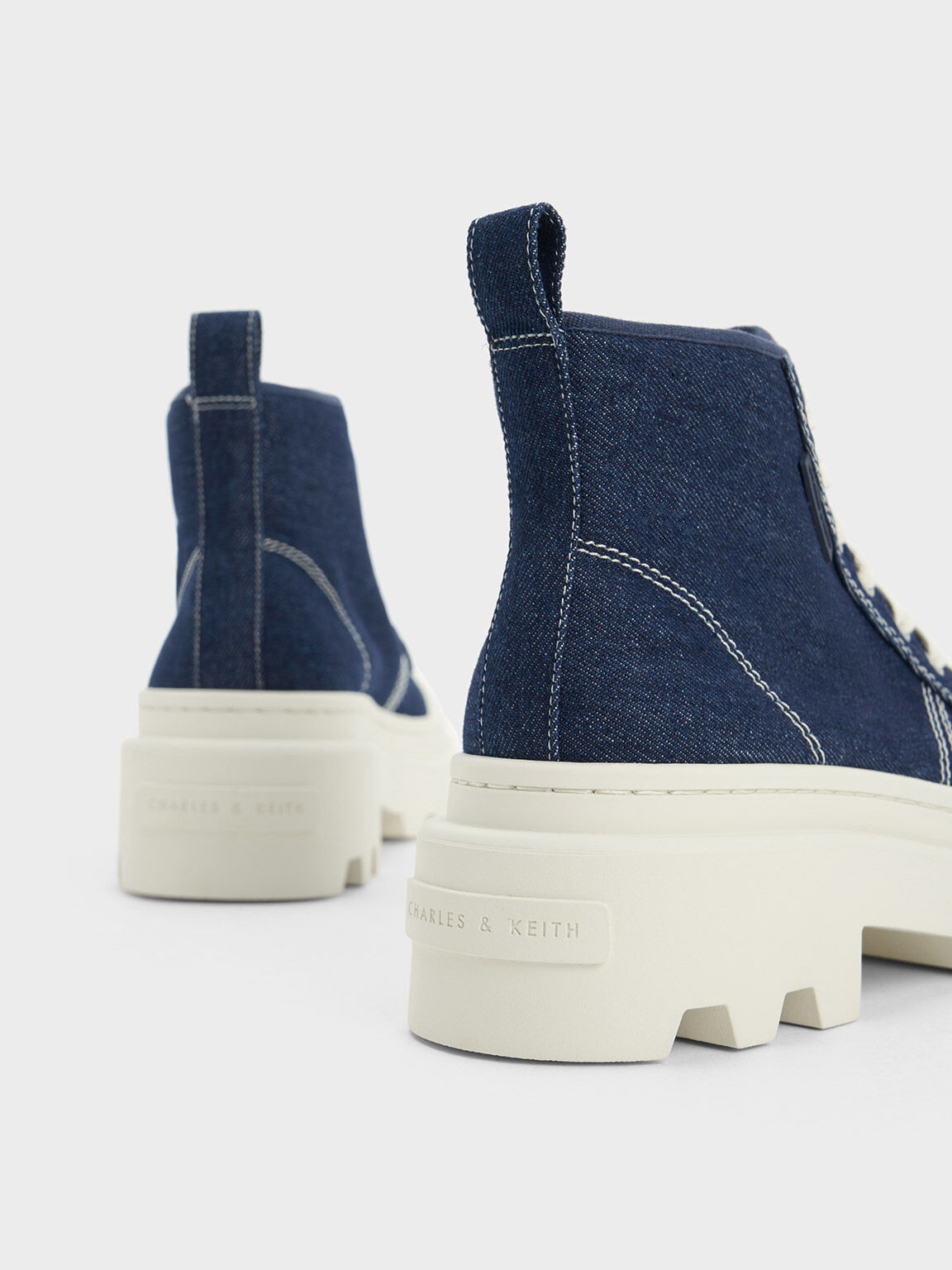 キャンバス レースアップアンクルブーツ, ブルー, hi-res