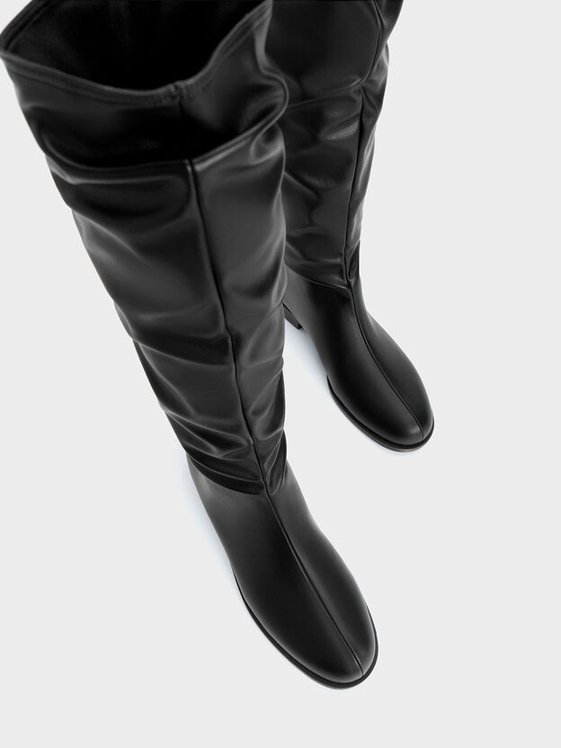 ルーシュド ロングブーツ, ブラック, hi-res