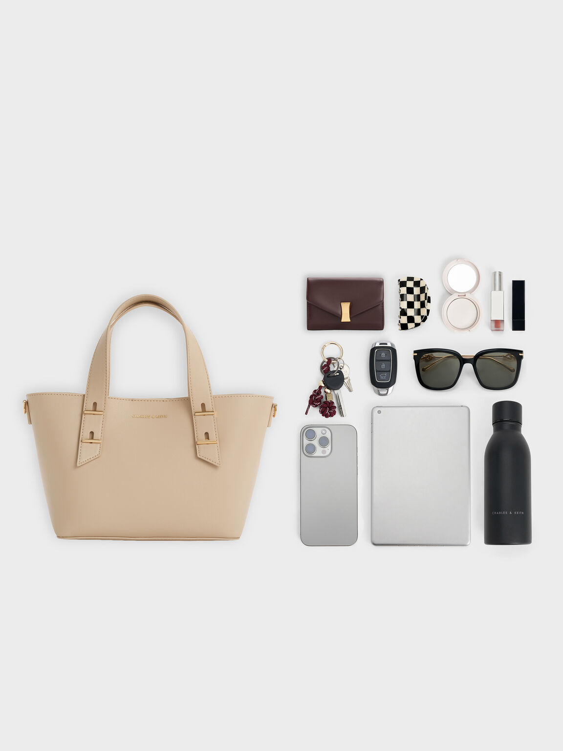 Shania ミニシャナイア ダブルハンドルトートバッグ, ダストオーツ, hi-res