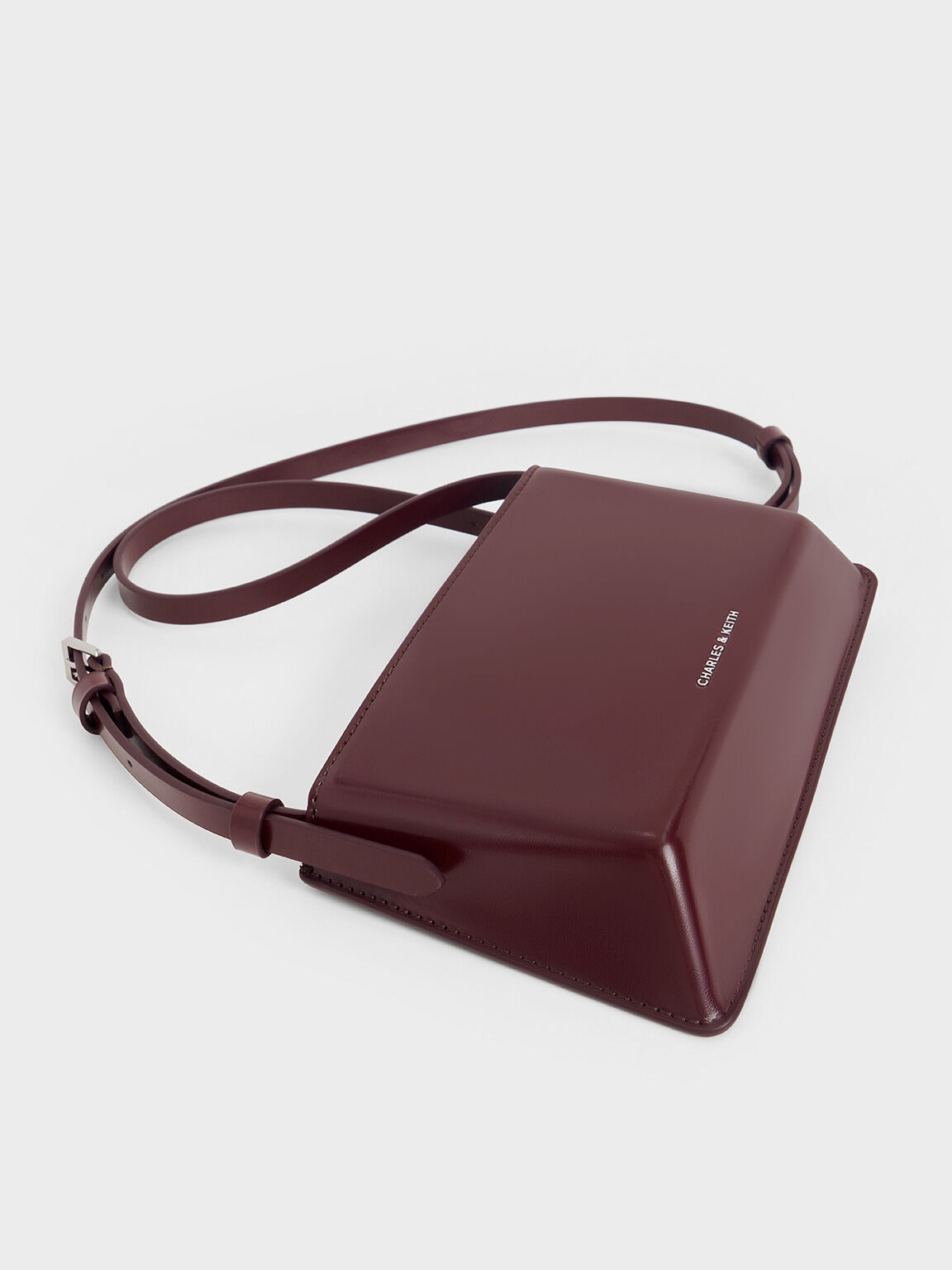 ストラクチャーボクシー ショルダーバッグ, バーガンディ, hi-res