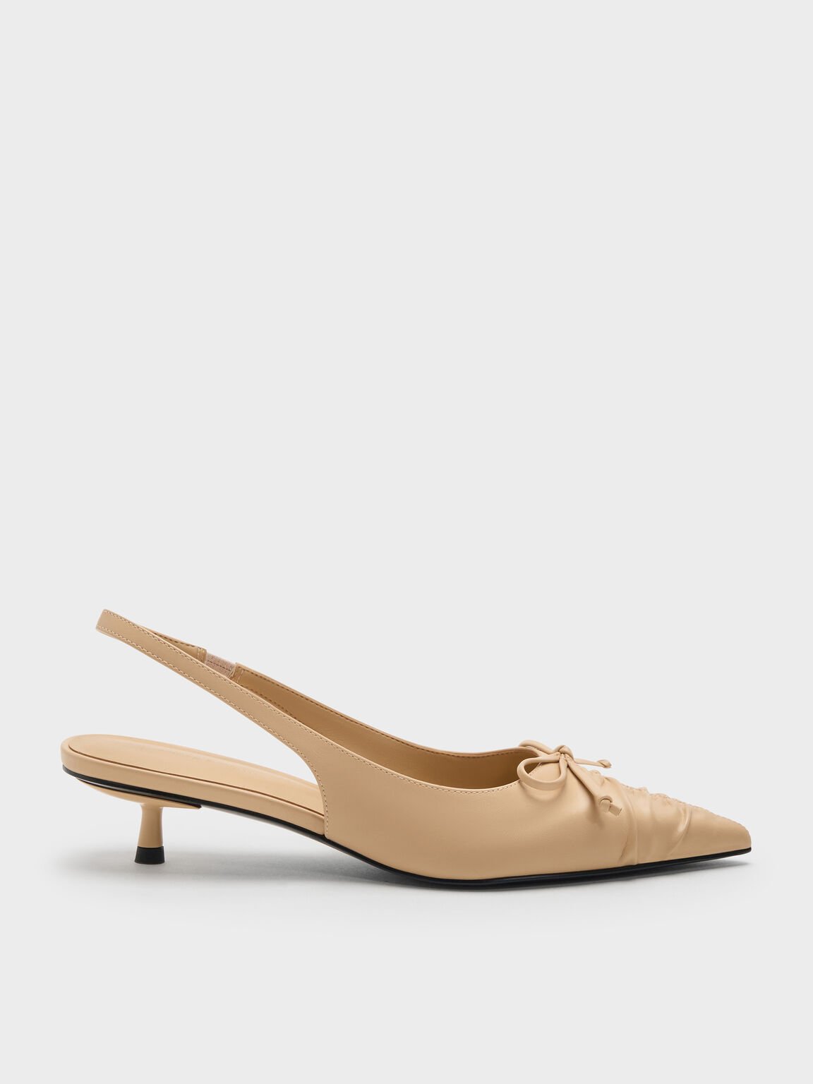 ルーシュド ボウスリングバックキトゥンヒール, サンド, hi-res