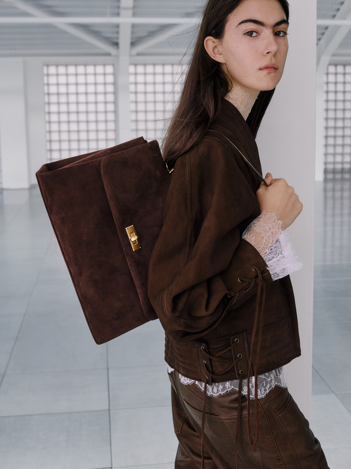 Kerry ケリー トップハンドルサッチェルバッグ, エスプレッソブラウン, hi-res