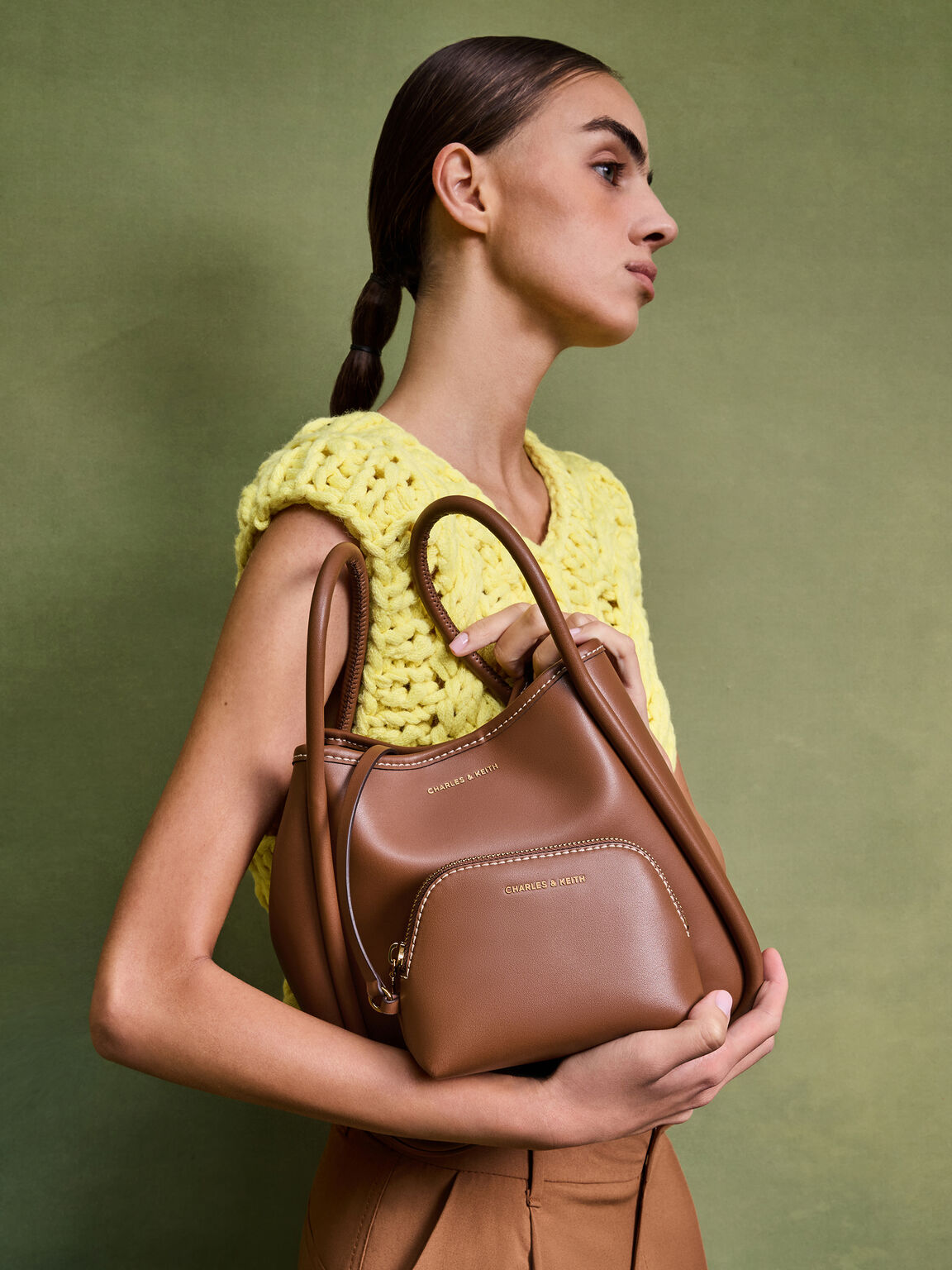 Lyla ミニライラ チューブラートートバッグ, チョコレート, hi-res