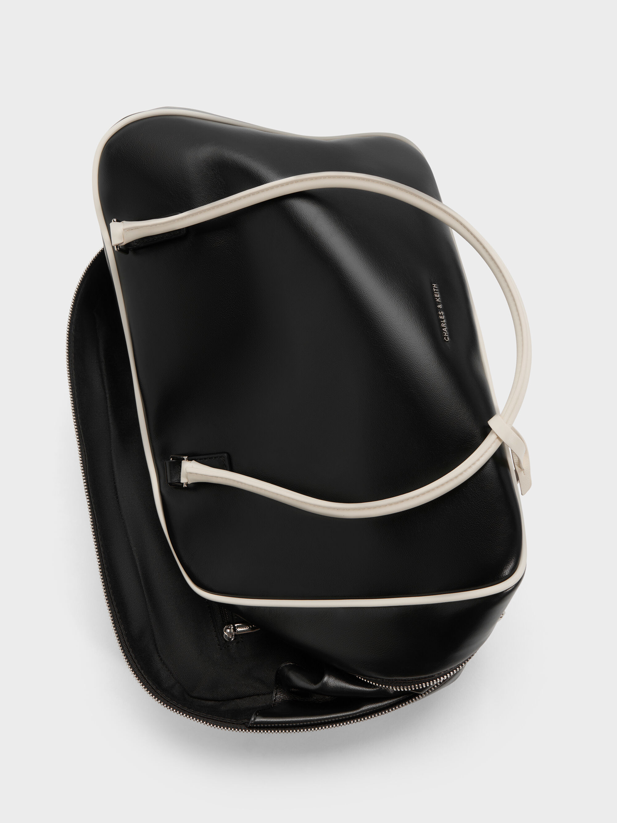 CHARLES & KEITH Sianna シアンナ リボウリングバッグ Sianna シアンナ テクスチャーボウリングバッグ - ノワール