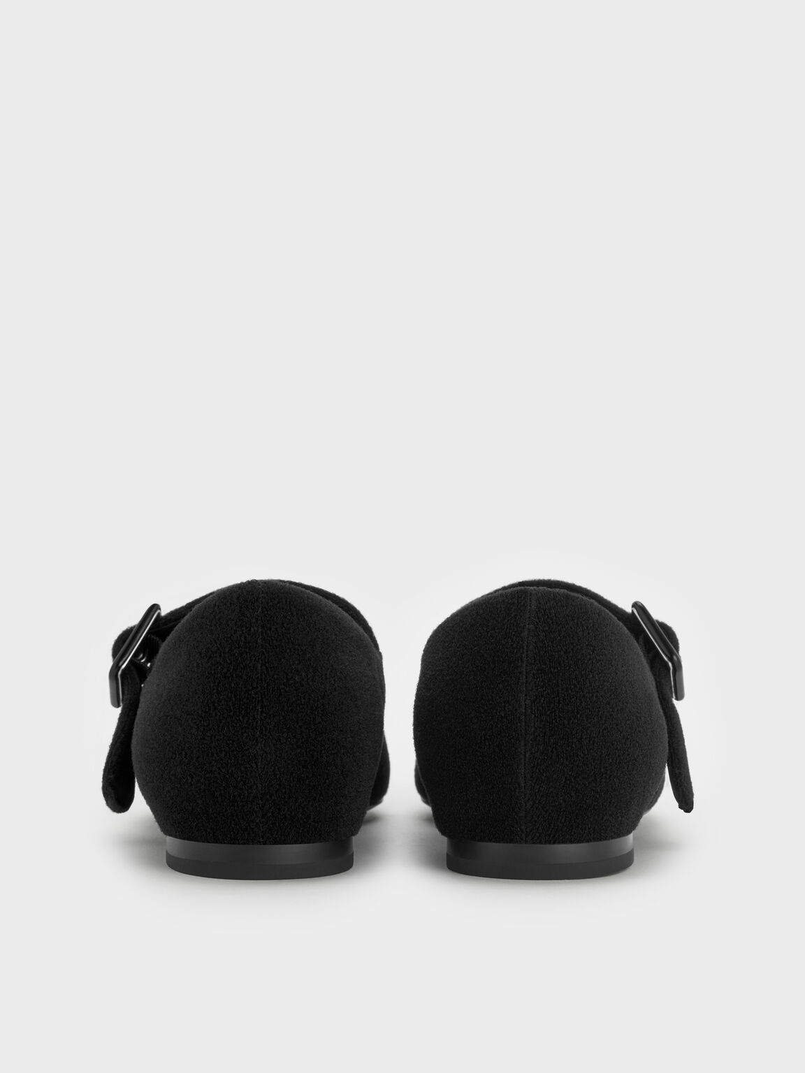 Polly ポリ テクスチャーメリージェーンウィズリムーバブルフローラルチャーム, ブラックテクスチャード, hi-res