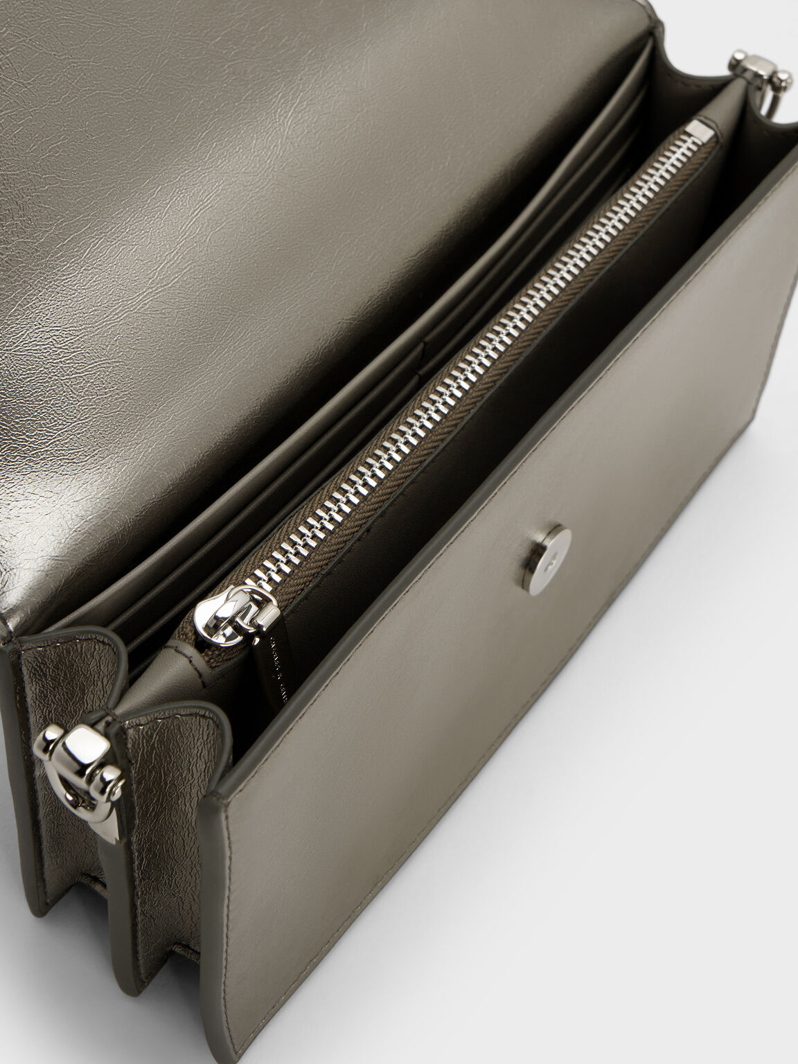 スカルプチュアハンドル ロングウォレット, ピューター, hi-res