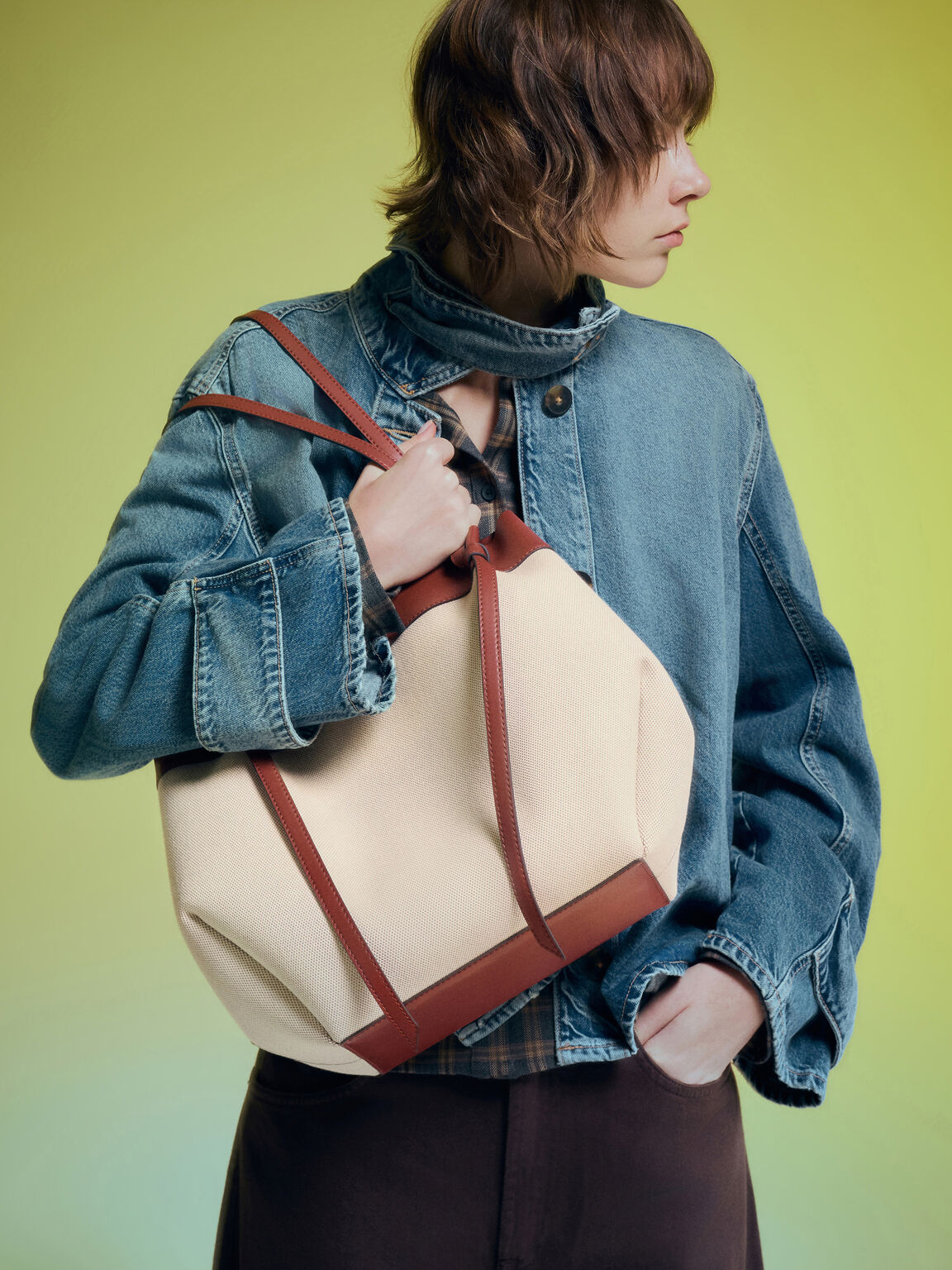 Calla カルラ キャンバストートバッグ, ブリック, hi-res