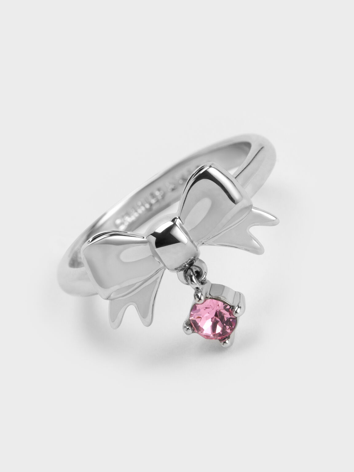 Paige ページ ボウクリスタル リング, ピンク, hi-res