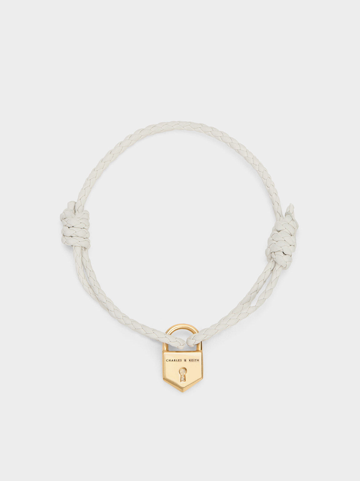 ロックモチーフ レザーブレスレット, ホワイト, hi-res