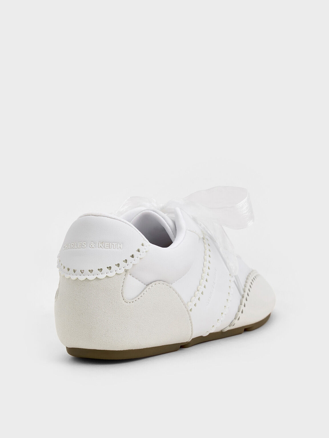 ハート シアーレーススニーカー, ホワイト, hi-res