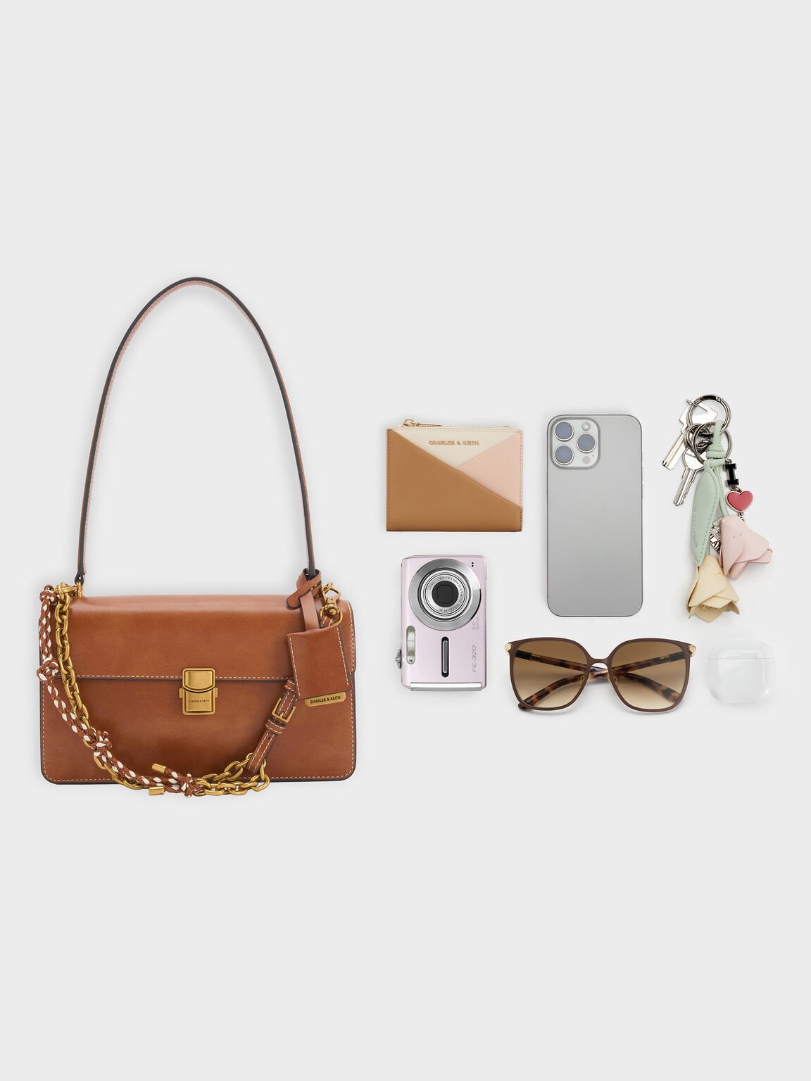 Acelynn エイスリン ロープチェーンショルダーバッグ, ディストレスドタン, hi-res