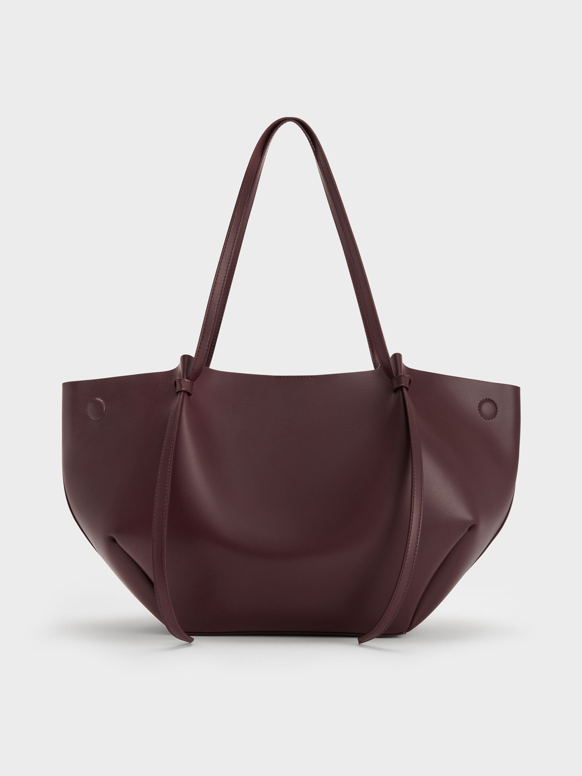CHARLES & KEITH ラベンダートートバッグ Calla カルラ ラージトートバッグ - ワインベリーレッド | CHARLES