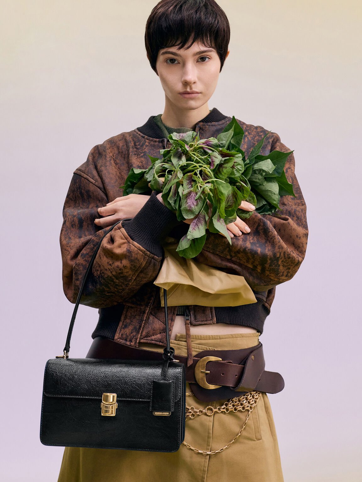 Acelynn エイスリン ロープチェーンショルダーバッグ, ブラック, hi-res