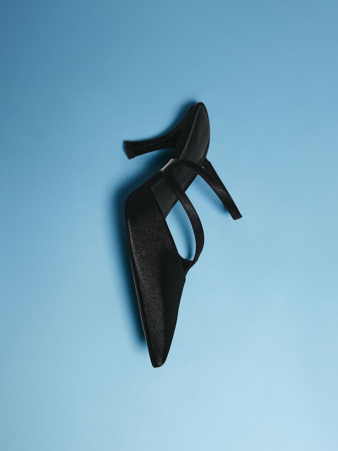 Arden アーデン サテンウェービー ポインテッドヒールミュール, ブラックテクスチャード, hi-res