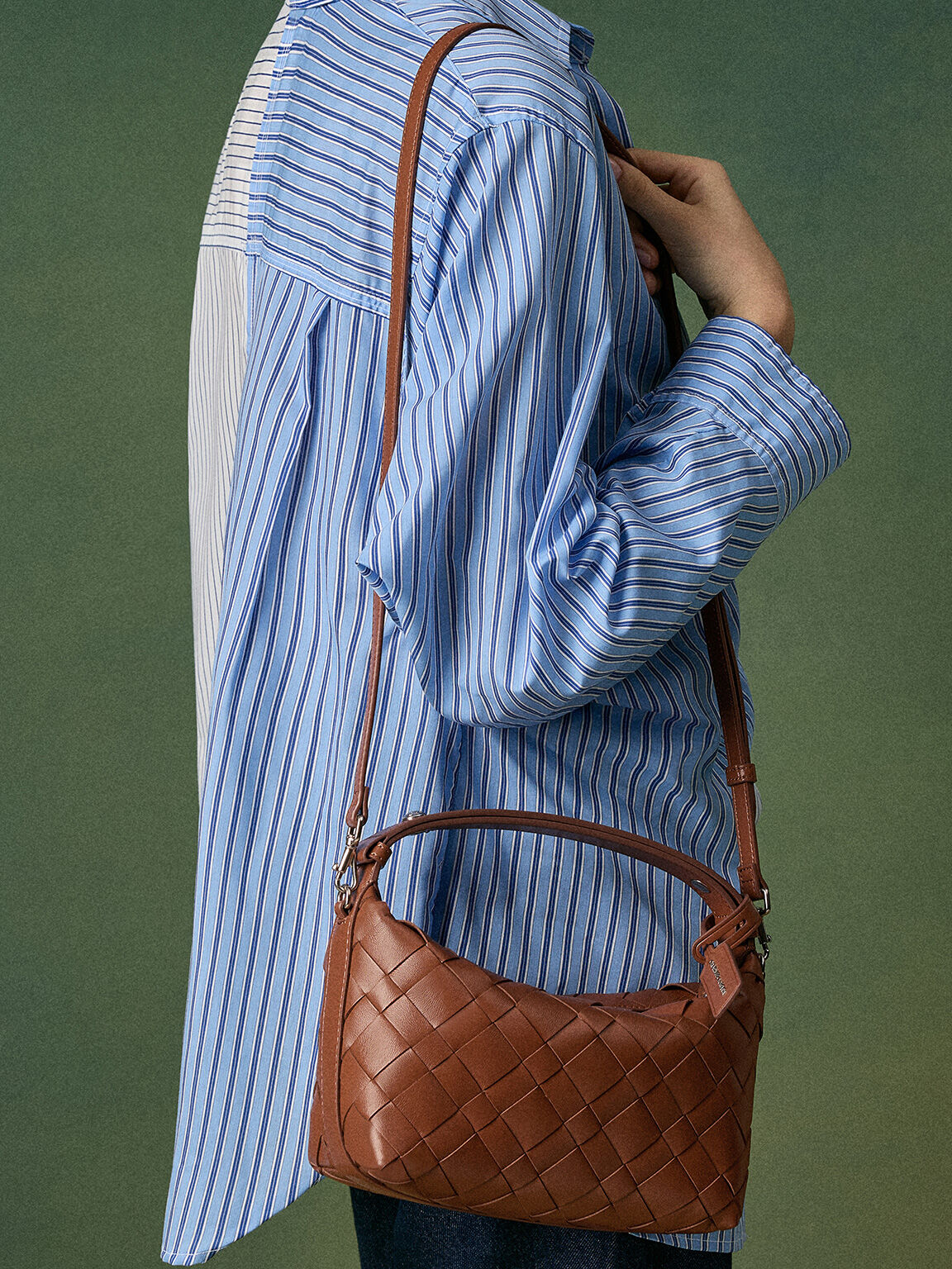 Ivette イヴェット ウーブンショルダーバッグ, チョコレート, hi-res