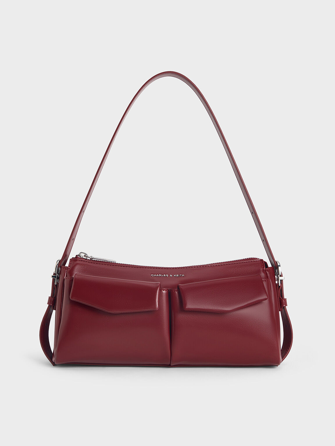 Rachel レイチェル イロンゲイテッドマルチポケットチェーンハンドルバッグ, バーガンディ, hi-res