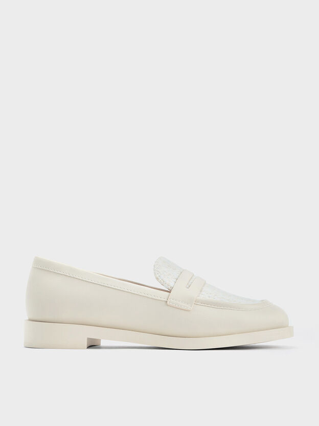 ツイード ペニーローファー, チョーク, hi-res