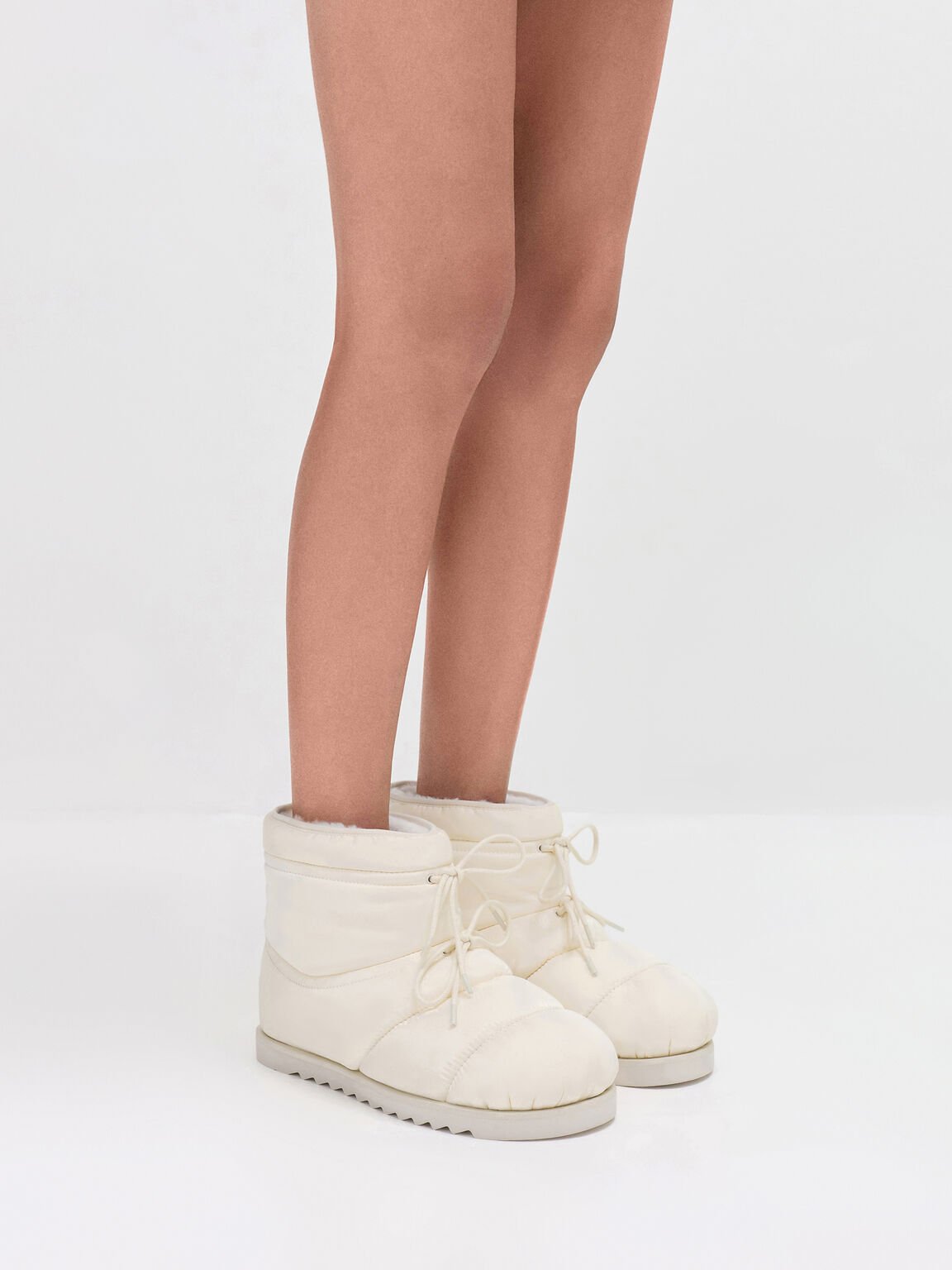 Egan イーガン ナイロンパフィーパネルド レースアップアンクルブーツ, チョーク, hi-res