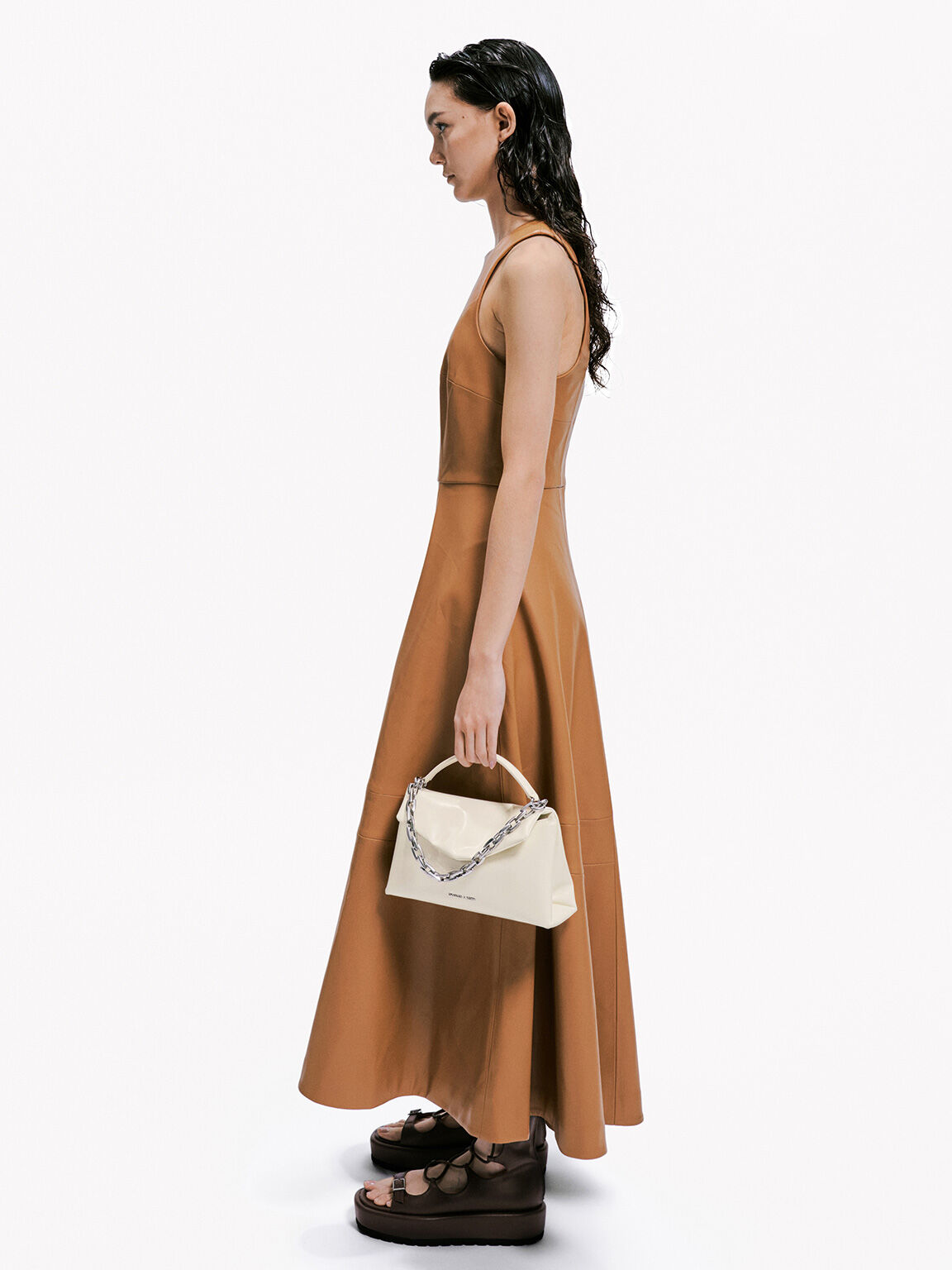 Andromeda アンドロメダ チャンキーチェーントップハンドルバッグ, クリーム, hi-res