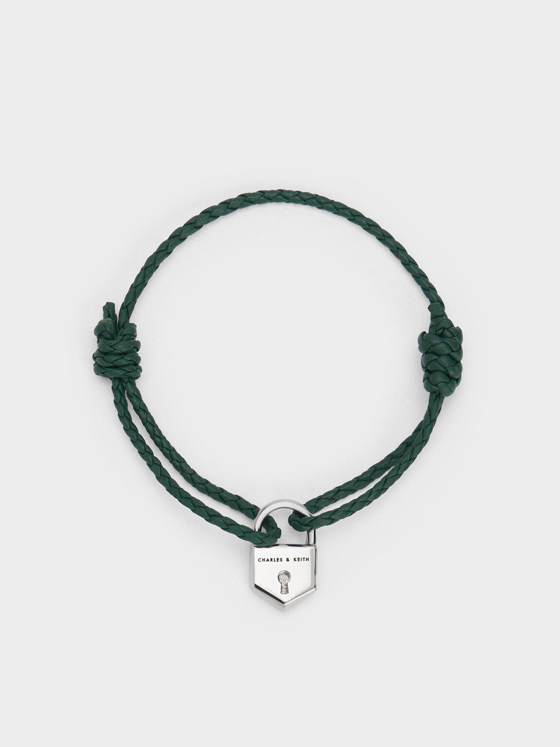 ロックモチーフ レザーブレスレット, グリーン, hi-res