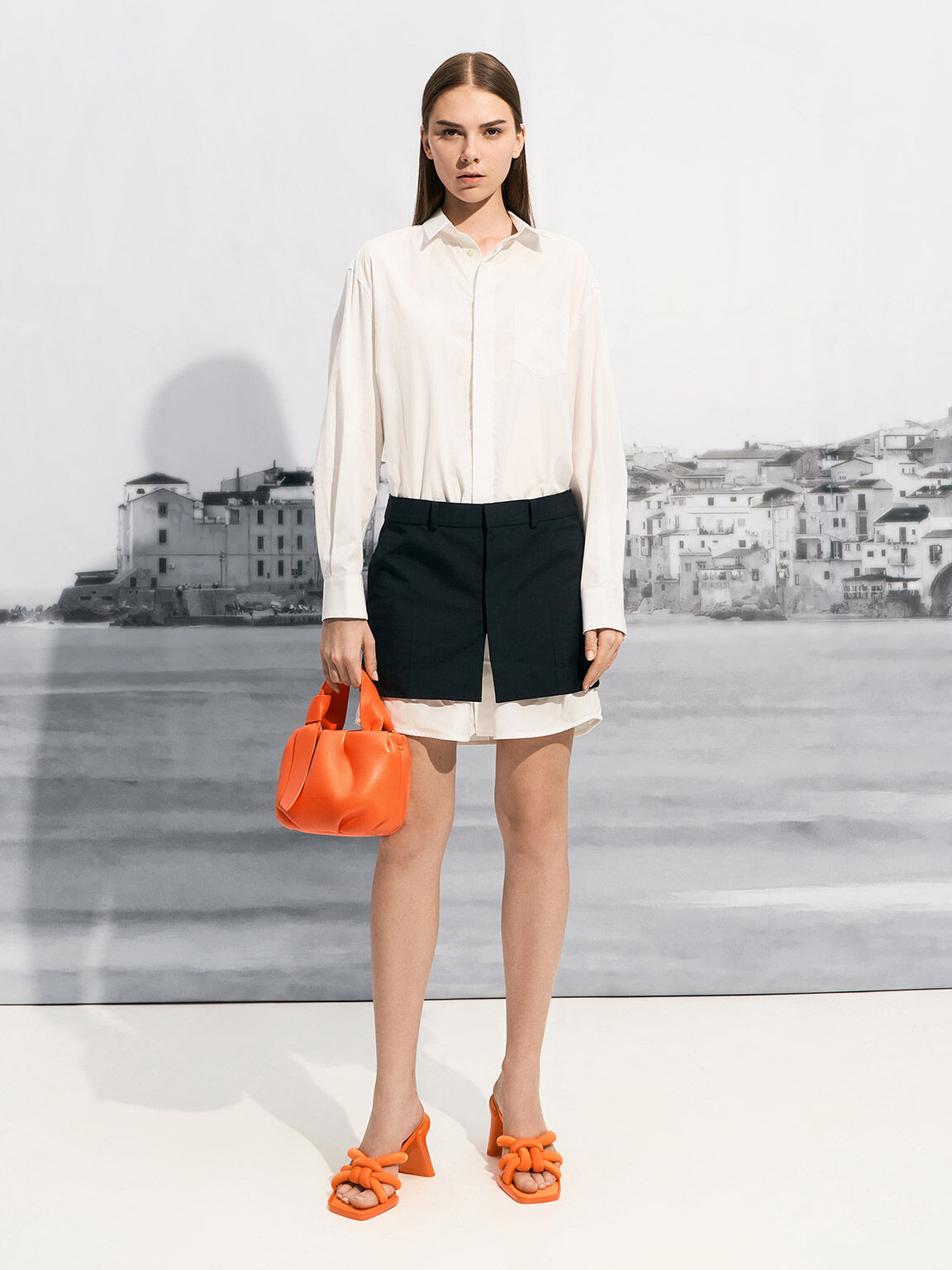 Toni トニー ノットルーシュドバッグ, オレンジ, hi-res