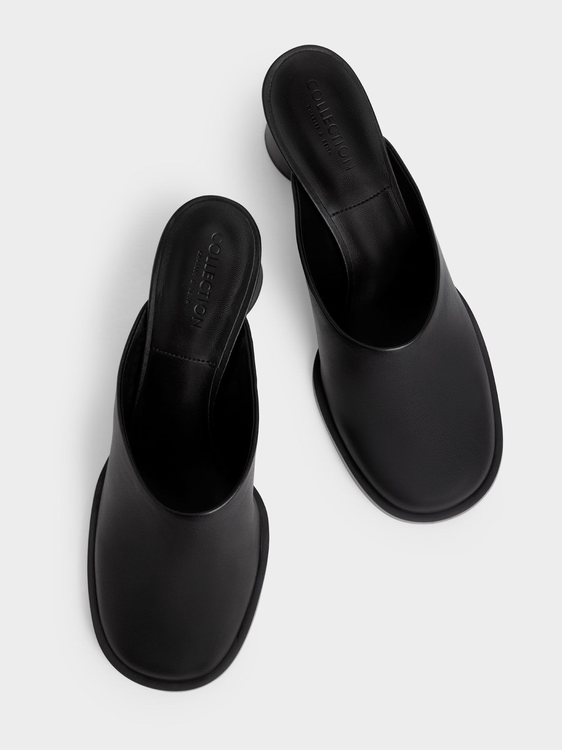 Medina メディナ レザーシリンダーヒールミュール, ブラック, hi-res