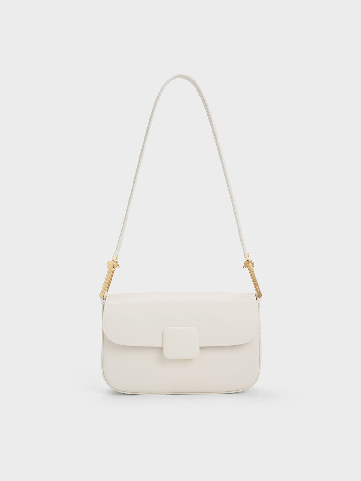 Koa コア スクエアプッシュロックショルダーバッグ, クリーム, hi-res