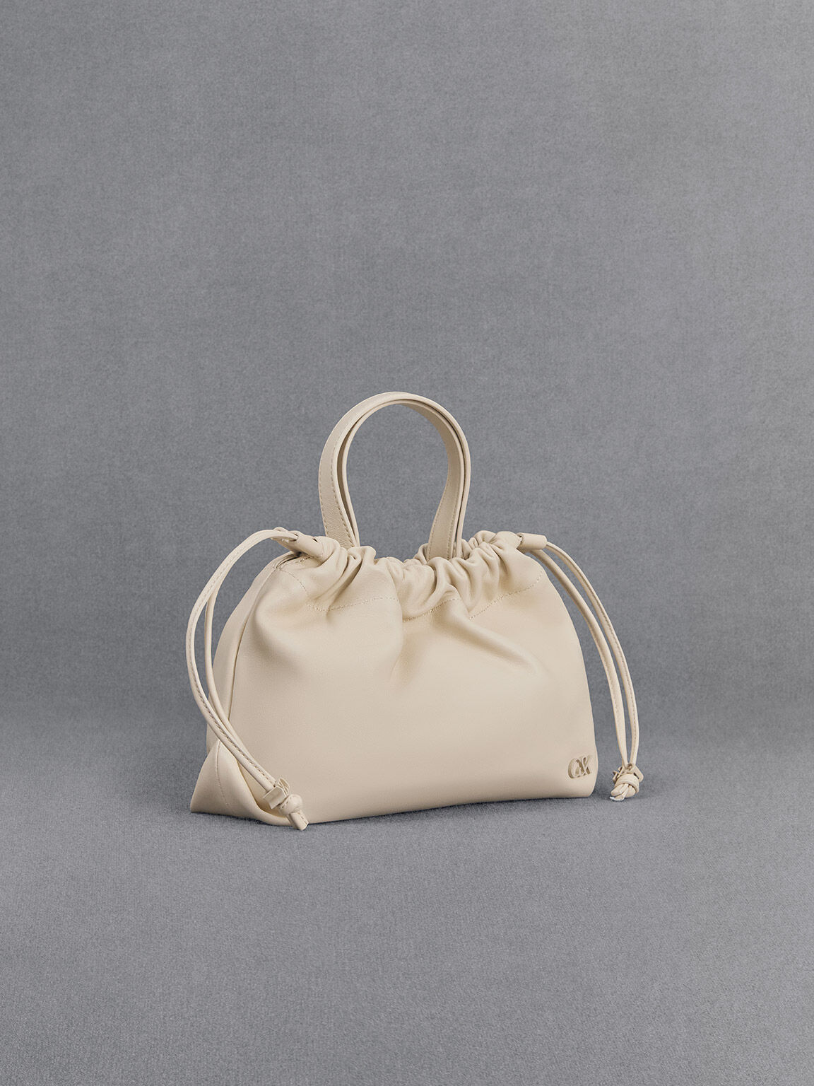 Glimpse グリンプス レザートップハンドルバッグ, チョーク, hi-res