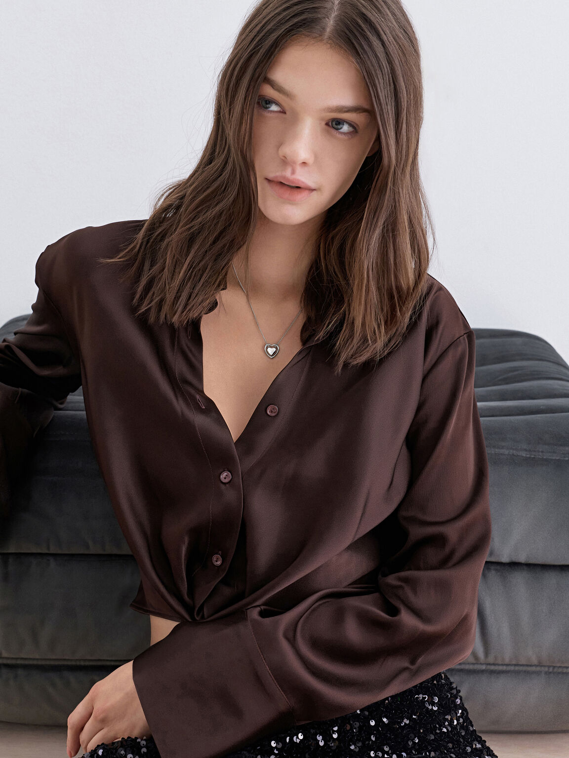 Annalise アナリーゼ ハートペンダントネックレス, シルバー, hi-res